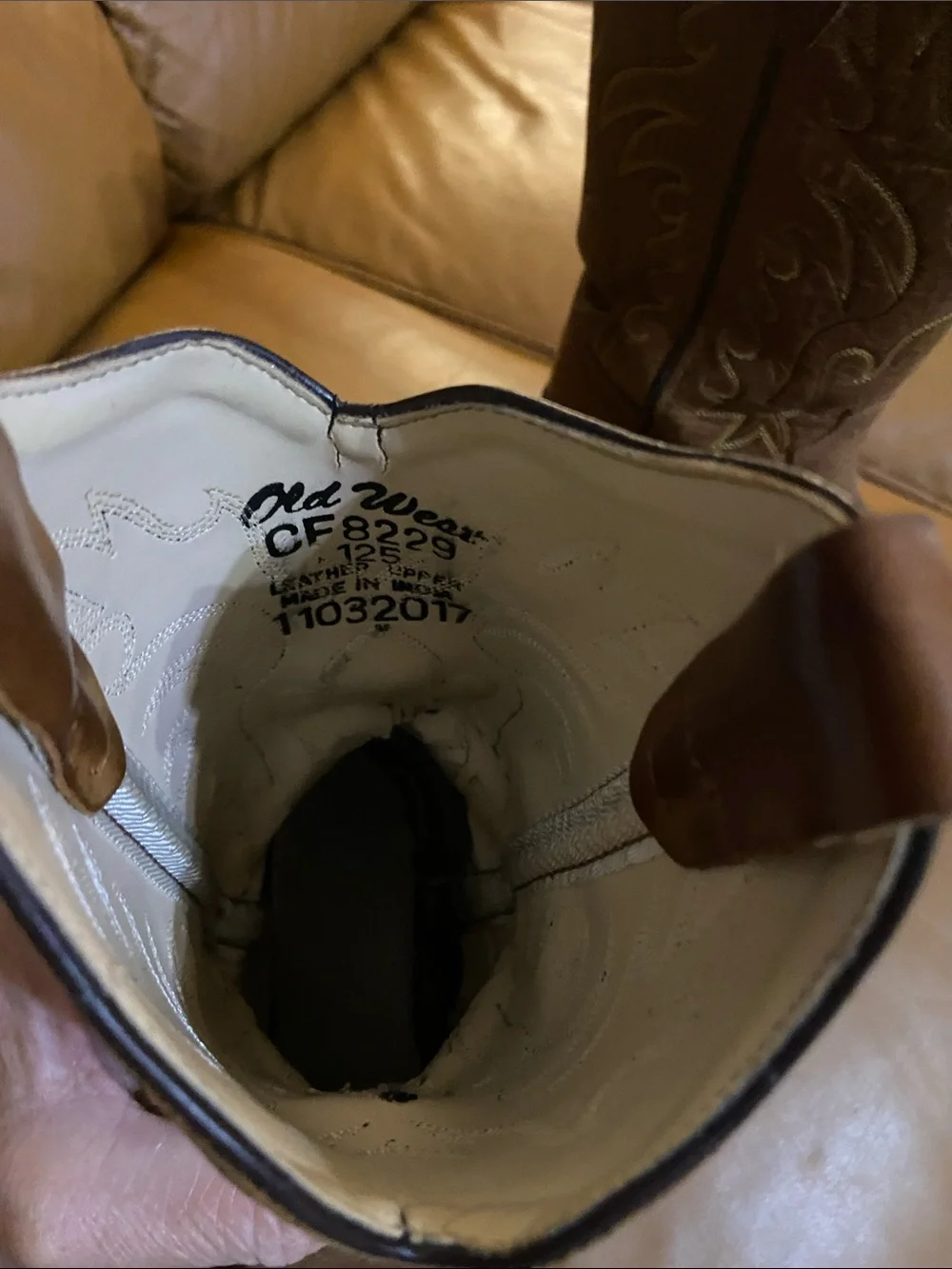 Old West Brown Leather Kids Cowboy Boots